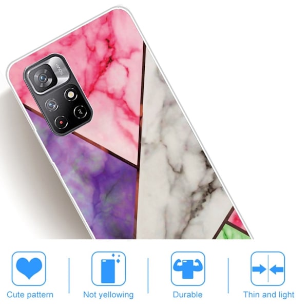 Marble Xiaomi Redmi Note 11 Pro Plus 5G Etui - Lilla / Rose / Hvid / Grøn Multicolor