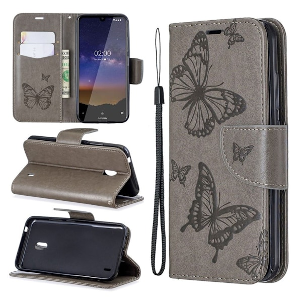 Butterfly Nokia 2.2 etui - Grå Silver grey