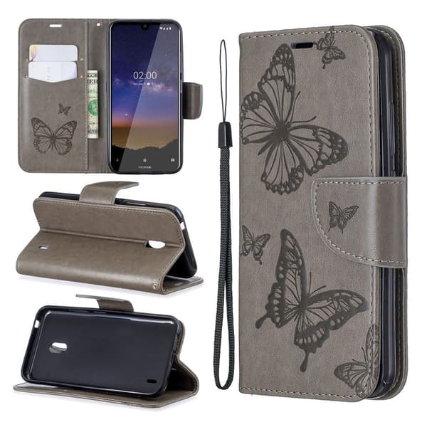 Butterfly Nokia 2.2 veske - Grå Silver grey