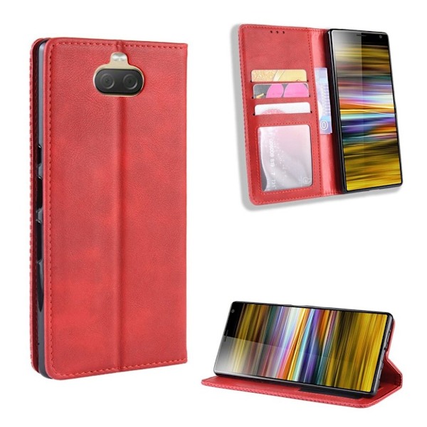Sony Xperia 10 vintage nahkainen suojakotelo - Punainen Red
