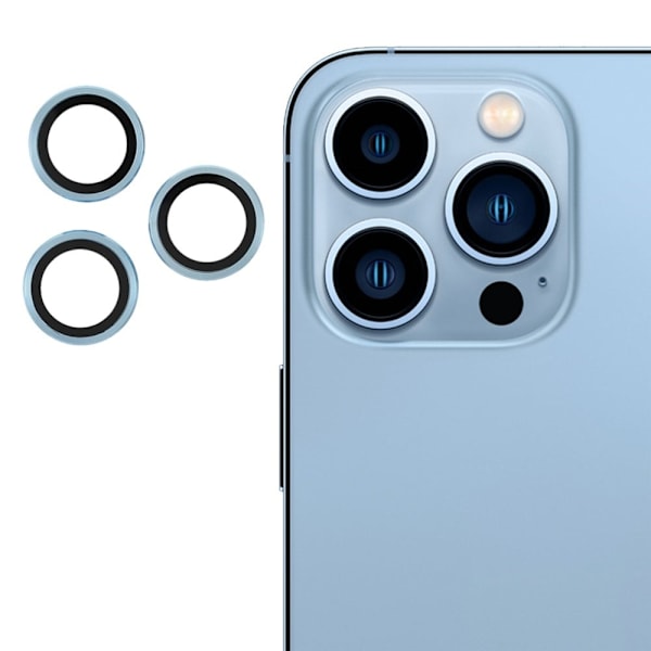 3Pcs iPhone 13 Pro / Pro Max AGC härdat glas kameralinsskydd - Blå Blå