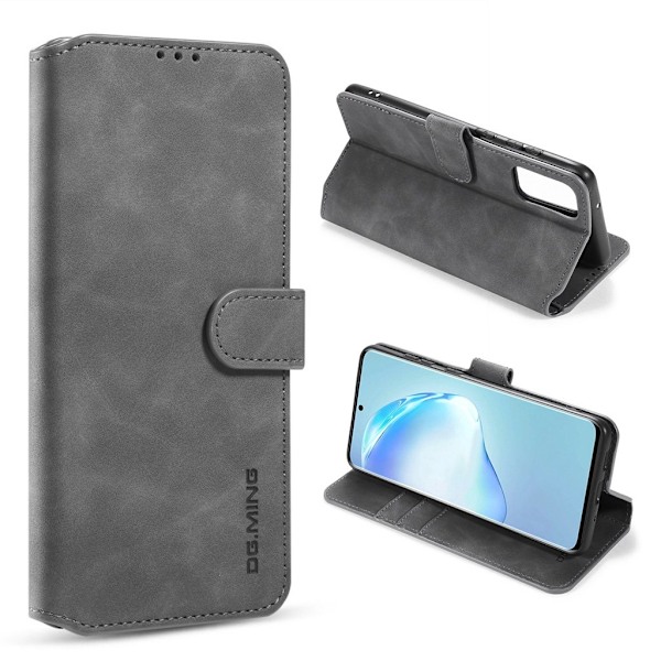 DG.MING Samsung Galaxy S20 Retro kotelot - Harmaa Silver grey