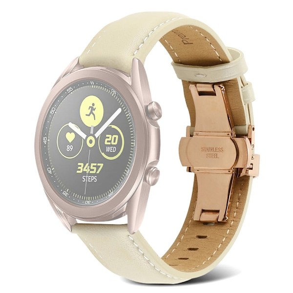 22mm Universal elegant urrem i ægte læder - Aprikos Beige