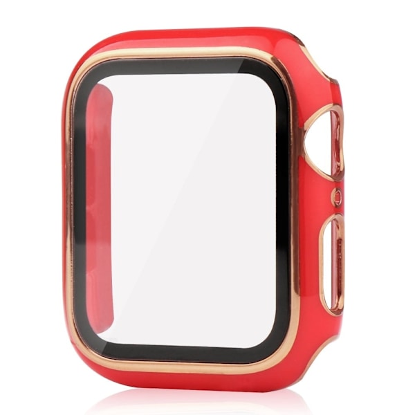 Apple Watch SE 2022 (40mm) dual color electroplating cover with tempered glass - Red / Gold Röd