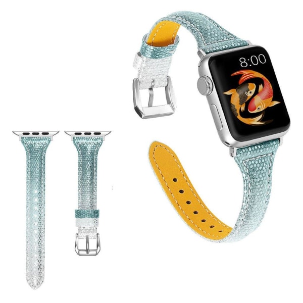 Apple Watch Series 5 40mm bling ægte læder Urrem - Grøn Green