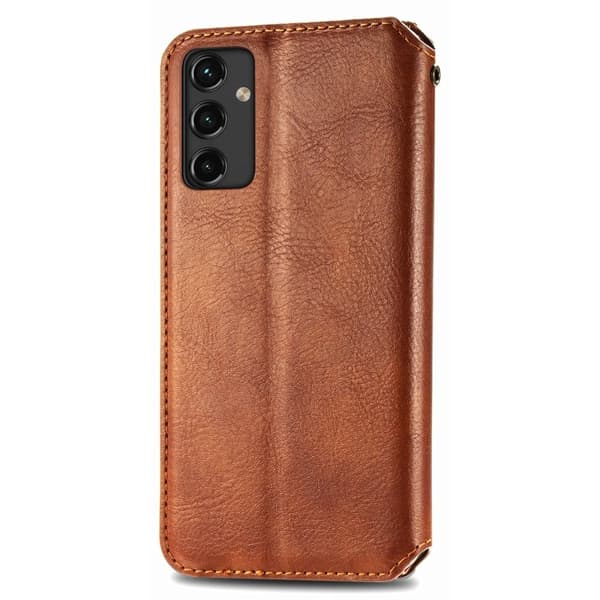 Læretui med A Stilfull Rhombus Imprint til Samsung Galaxy A14 - Brun Brown