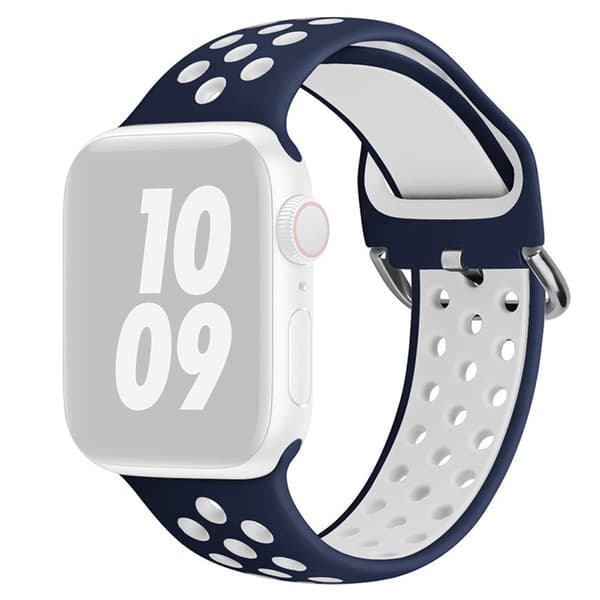 KALEBOL Apple Watch Series 49mm - 45mm - 44mm - 42mm Universal Silikon Klockarmband - Blå + Vit Blå