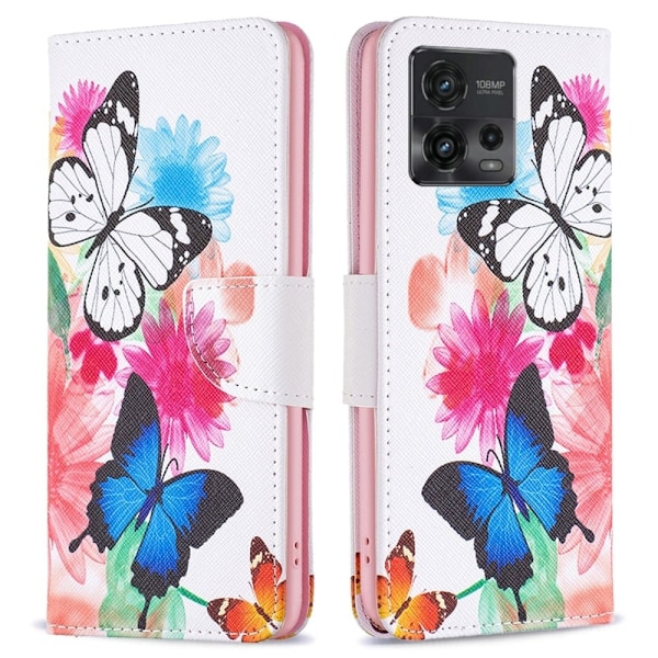 Wonderland Motorola Moto G72 Flip Etui - To Sommerfugle Multicolor