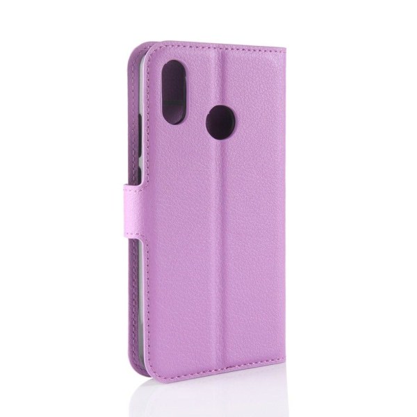 Huawei P30 Lite litchi skin læder flip etui - Lilla Purple