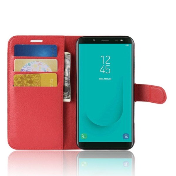 Samsung Galaxy J6 Liitsihedelmän Jyvä PU Nahka Lompakko Suoja ko Red