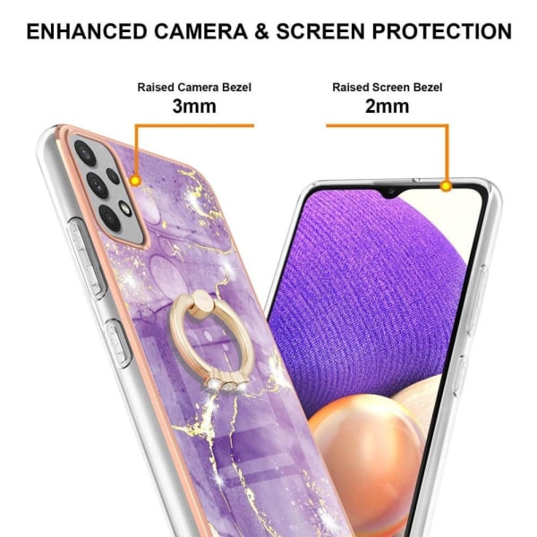 Marble Mønstret Cover med Ring Holder til Samsung Galaxy A73 - L Purple