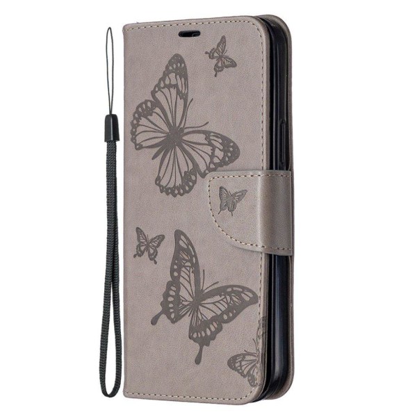 Butterfly läder iPhone 12 Pro Max fodral - Silver/Grå Silvergrå