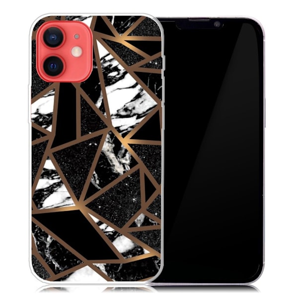 Marble design iPhone 13 cover - Sorte Flisefragmenter Black