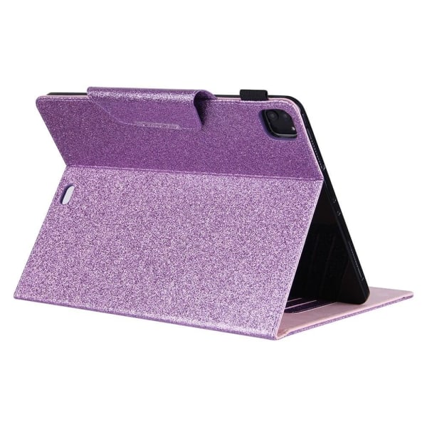 Kortspor Design Vegansk Læder Stand Tablet Cover med Auto Wake / Purple