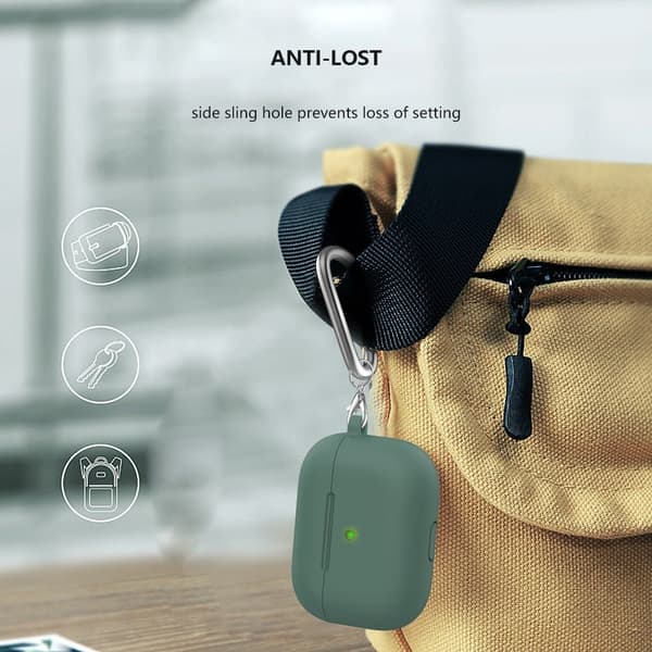 AirPods silikonfodral med karbinhake - Olivgrön Grön
