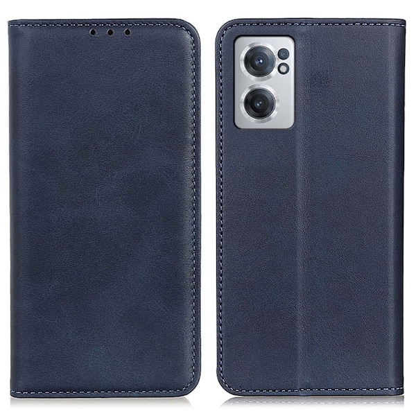 OnePlus Nord CE 2 5G flip etui i ægte læder med pung – Blå Blue