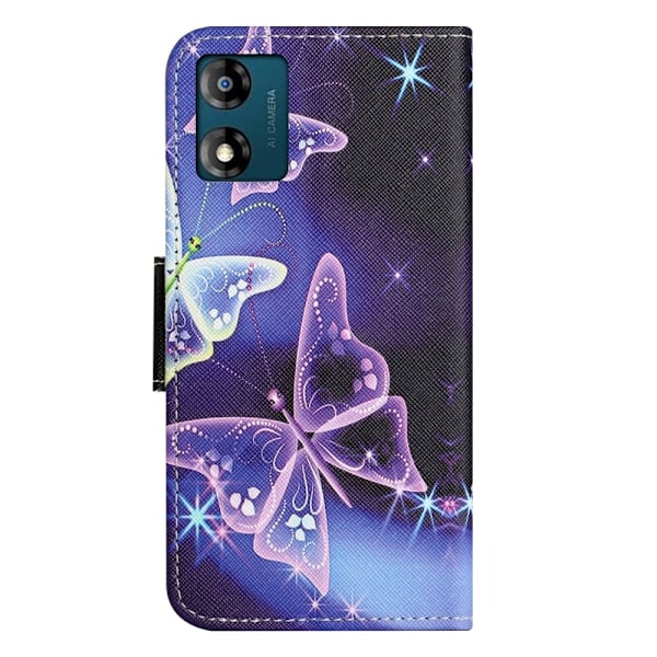 Wonderland Motorola Moto E13 Läppäkotelo - Sparkling Butterflies Purple