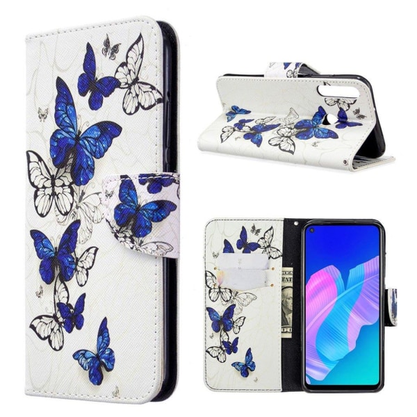 Wonderland Huawei P40 Lite E Etui - Blå Sommerfugle Blue