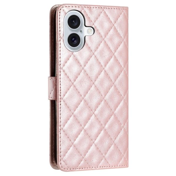Funktionelt iPhone 16 Plus rombe etui med pung - Rødguld Pink