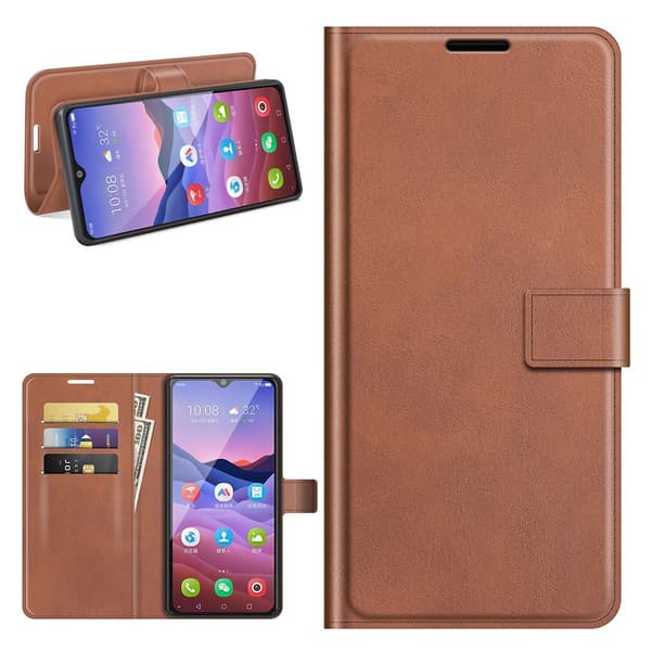 Lompakko Nahkakotelo For ZTE Blade V2020 Smart - Ruskea Brown