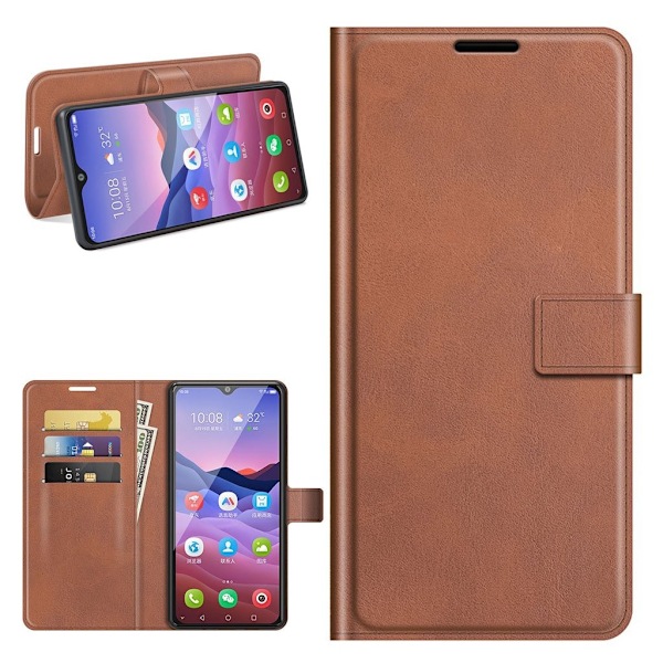 Wallet-style Læder Etui til Zte Blade V2020 Smart - Brun Brown