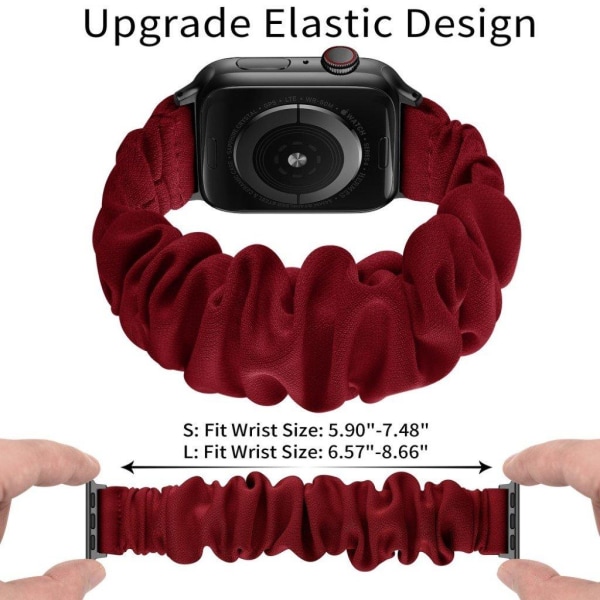Apple Watch Series 6 / 5 44mm elastisk hårbånd stil urrem - Sort Red