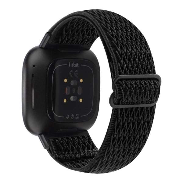 Fitbit Sense 2 / Versa 4 elastic nylon watch strap - Black Svart