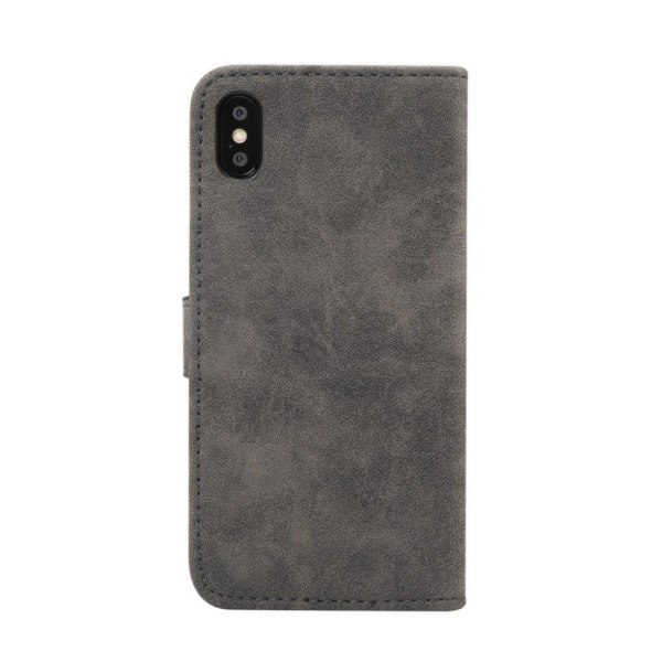 iPhone Xs Max læder flip cover i retrostil - Sort Black