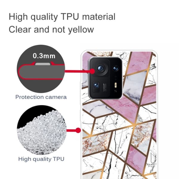Marmormotiv Xiaomi Mix 4 skal - Rosa / Vit / Grå Marmor multifärg