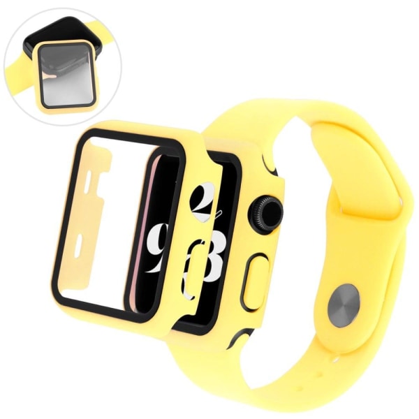 Apple Watch (41mm) cover med hærdet glas + silikone urrem - Gul Yellow