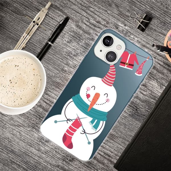 Joulu iPhone 13 Mini tapauksessa - Lumiukko Neuloo Sukkaa Multicolor