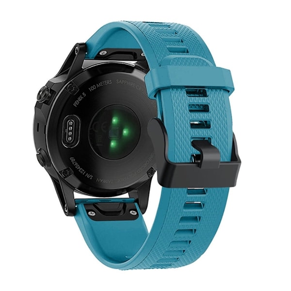 Garmin Fenix 7 justerbar silikonerem med sort spænde - Blå Blue