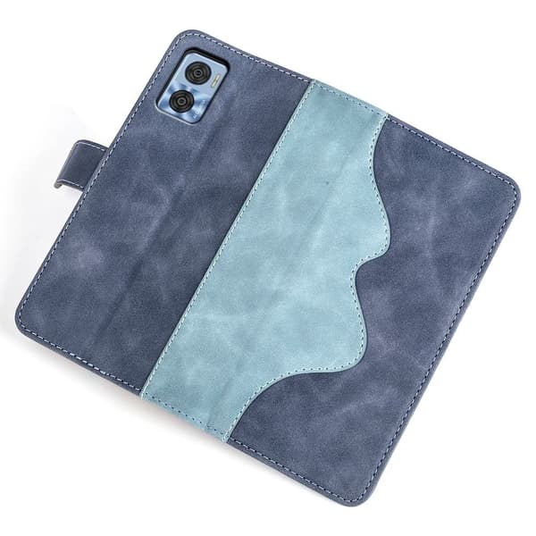 Tofarget lærdeksel for Motorola Moto E22 - Blå Blue