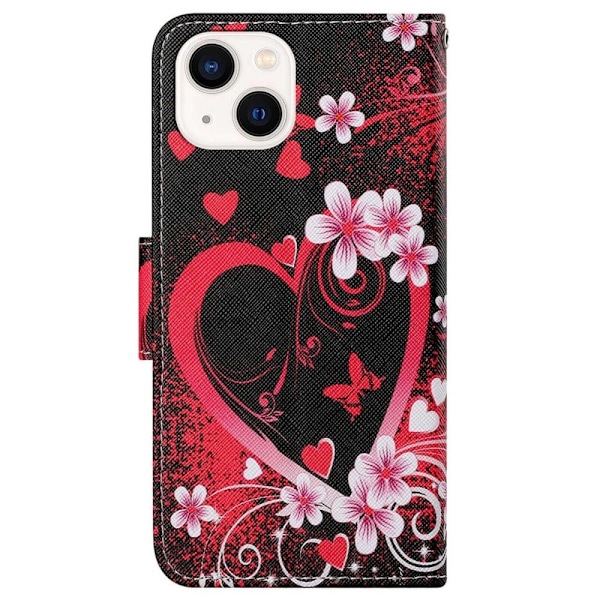 Wonderland iPhone 14 flip etui - Rødt Hjerte Red