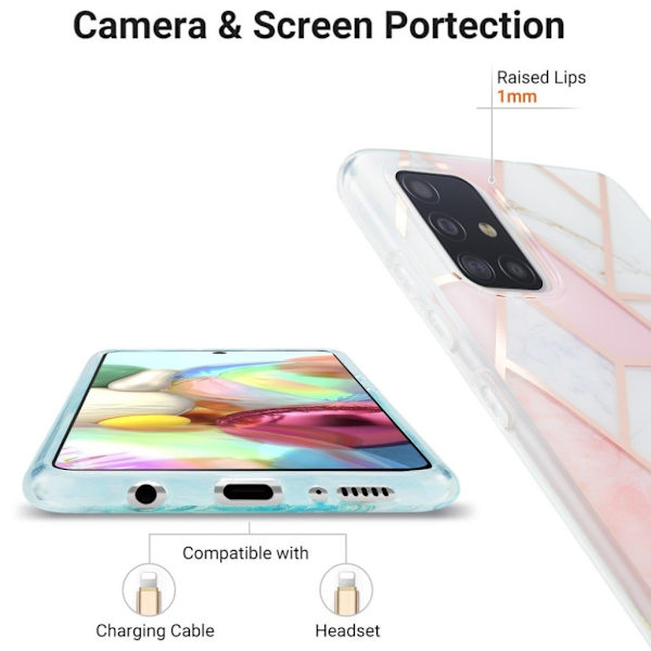 Marble Samsung Galaxy A71 Etui - Rosa Pink