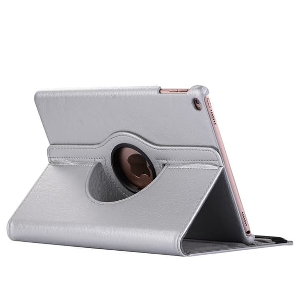 iPad (2017) Litchi Korn Roterende PU Lær Etui - Sølv Silver grey