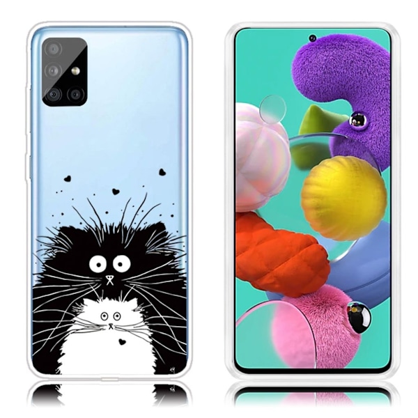 Deco Samsung Galaxy A51 kuoret - Musta ja Valkoiset Kissat Multicolor