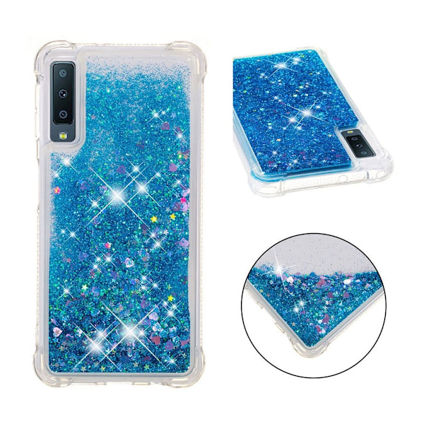 Samsung Galaxy A7 (2018) glitter pulver stødsikkert etui - Blå Blue