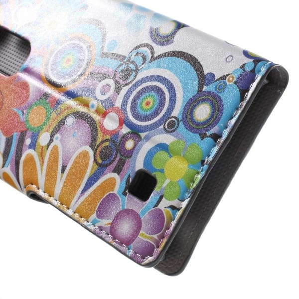 Moberg LG G4c Læder Etui Med Kortholder - Farvede Blomster Multicolor