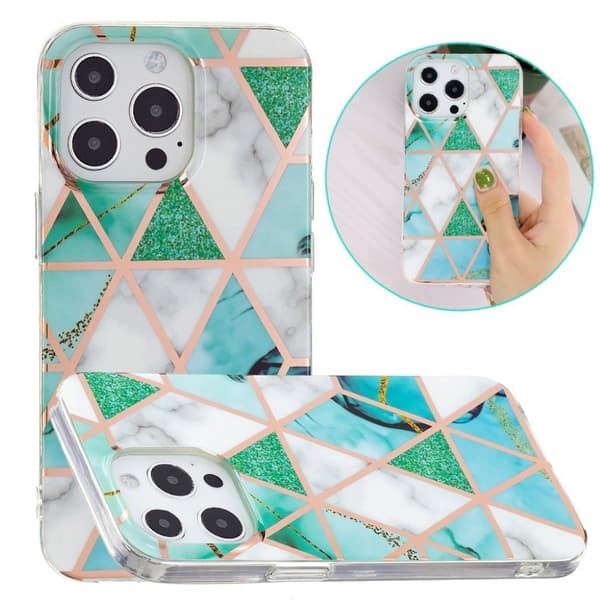 Marble iPhone 13 Pro Max Suojakotelo - Vihreä / Valkoinen Multicolor