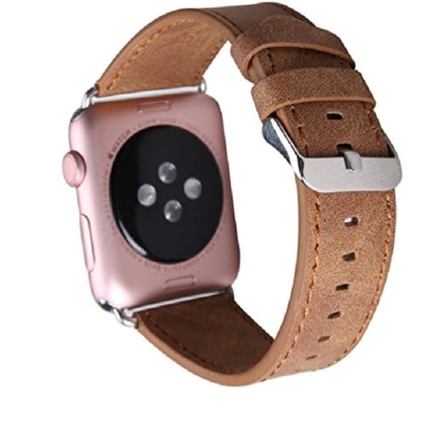 Apple Watch Series 5 40mm ægte læder Urrem - Lysebrun Brown