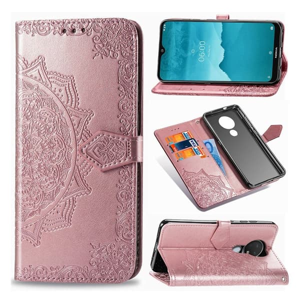 Mandala Nokia 6.2 / Nokia 7.2 etui i lær - Rose Gull Pink