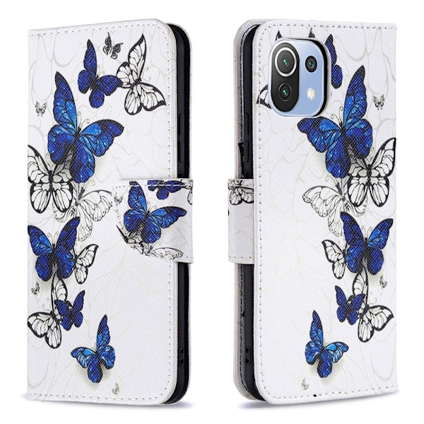Wonderland Xiaomi 11 Lite 5g Ne / Mi 11 Lite 5g / 11 Lite Läppäkotelo - Sininen / White Butterflies White