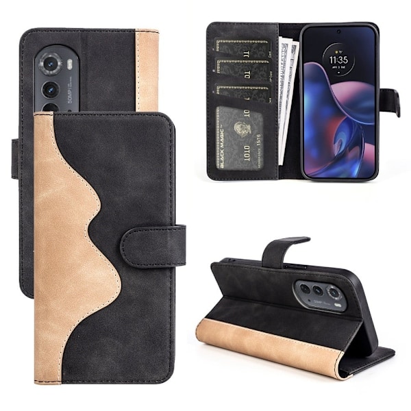 Tvåfärgat Motorola Moto Edge 2022 fodral i läder - Svart Svart