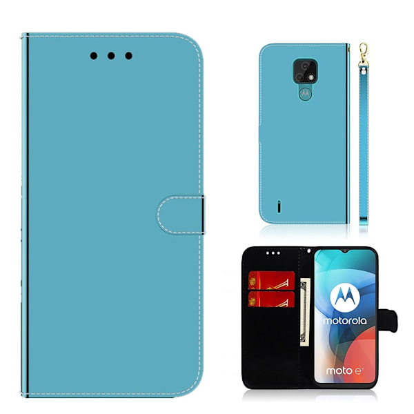 Mirror Motorola Moto E7 Flippetui - Blå Blue