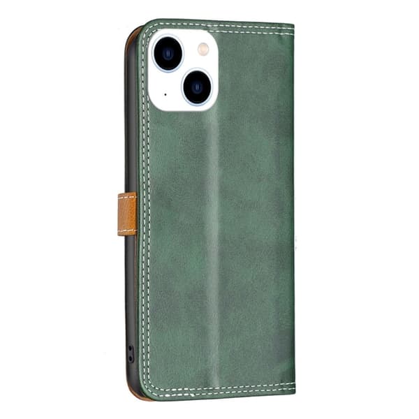 BINFEN kaksivärinen nahkakotelo iPhone 14 - Vihreä Green