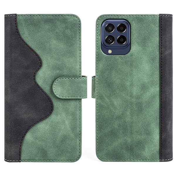 To Farvet Læder Flip Case til Samsung Galaxy M53 5g - Grøn Green