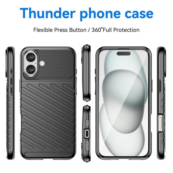Thunder iPhone 16 deksel - Svart Black