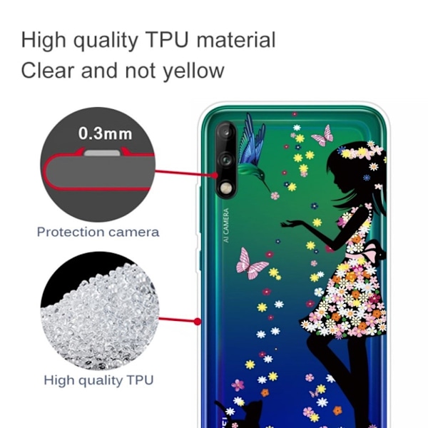 Deco Huawei P40 Lite E Cover - Smuk Pige Multicolor