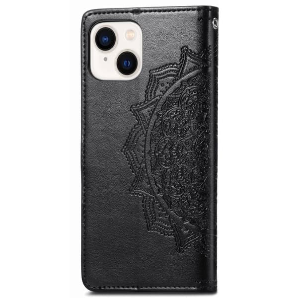 Mandala iPhone 14 Flippetui - Svart Black